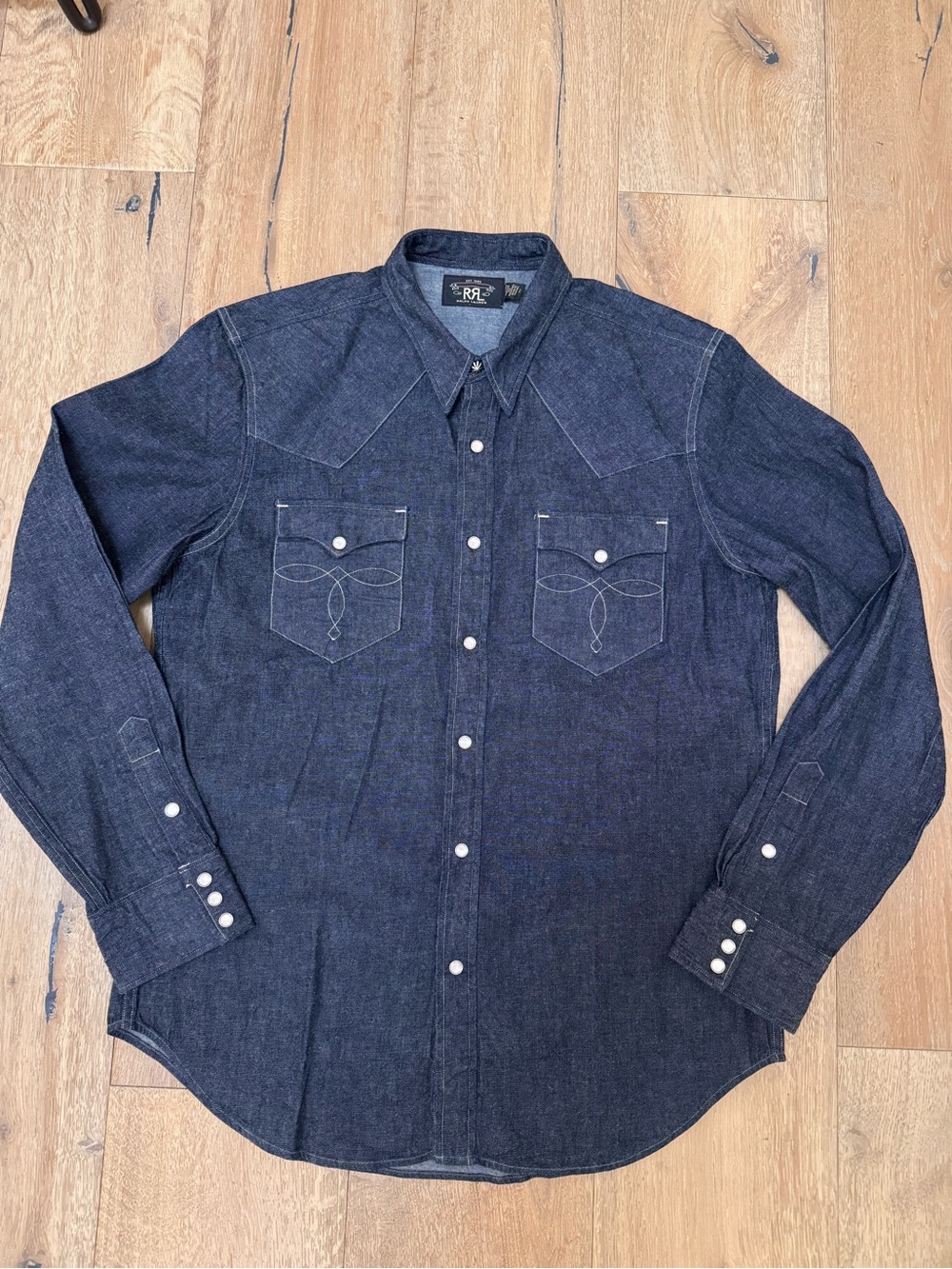 Ralph Lauren Double RL Men’s Dark Denim Western Shirt Size large